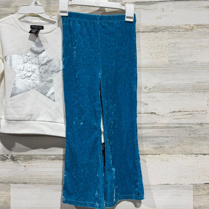 Rachel Zoe Rare Editions Sweatshirt Leggings Set Girls 4T White Teal Velvet5