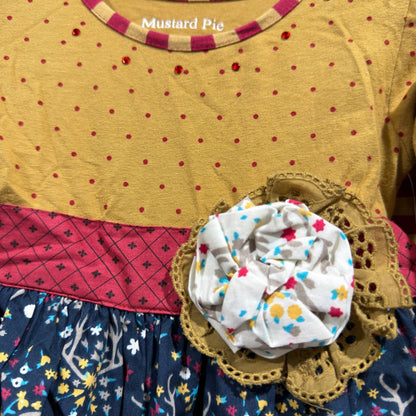 Mustard Pie Olivia Dress Set Girls 9M Yellow Woodland Floral Cotton Boho NWT2