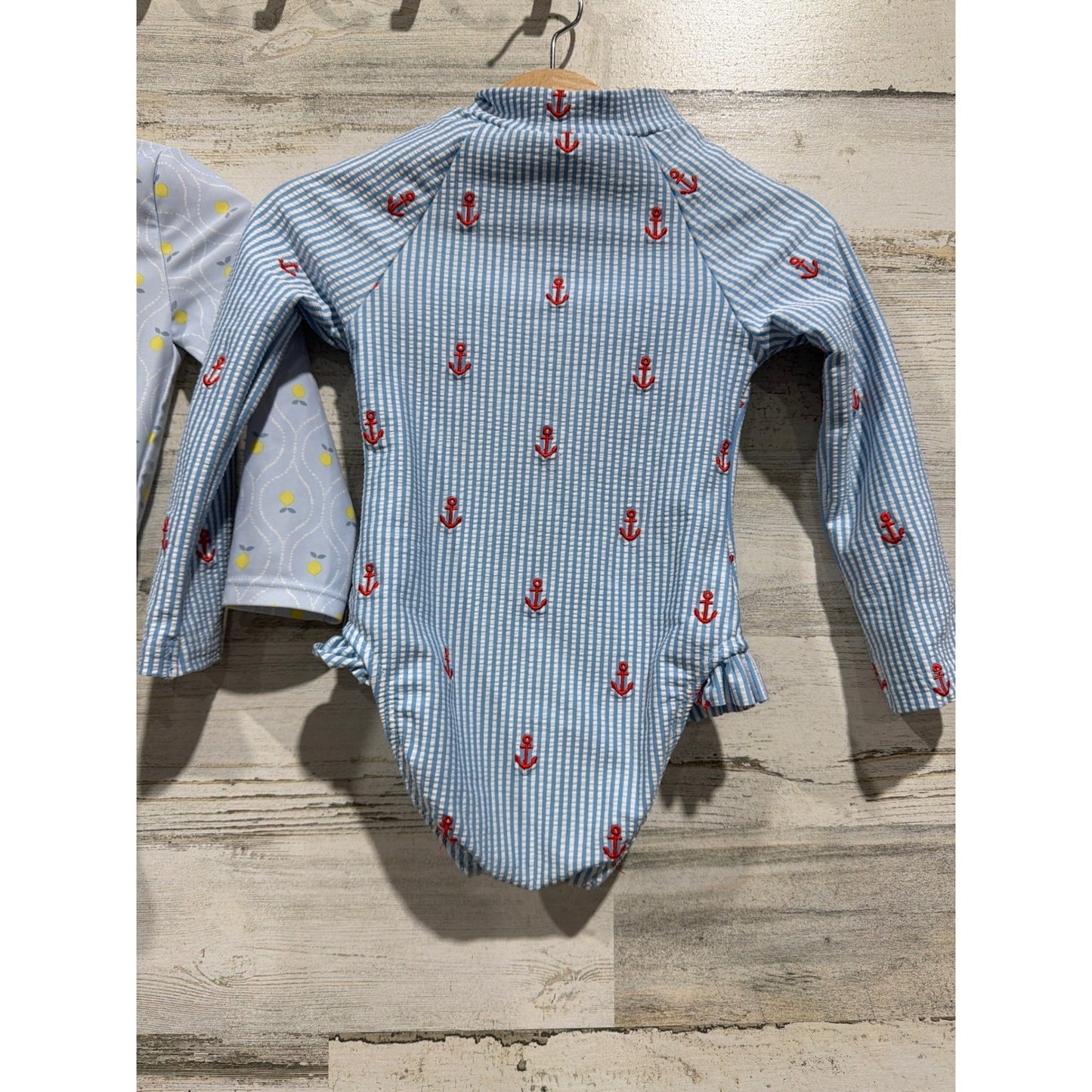 Little Me Carter's Rash Guard Swimsuit Girls 18-24M Blue Lemon Anchor4