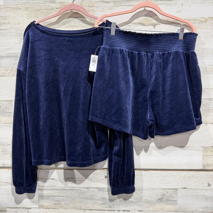 Old Navy Velour Lounge Set Women L/M Tall Navy Blue Velvet Pajamas Y2K Style6