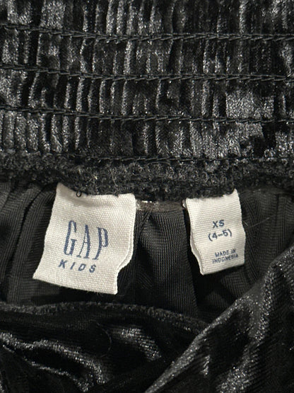 Gap Skort Set Girls XS 4-5 Black Crushed Velvet Long Sleeve 2pc EUC1
