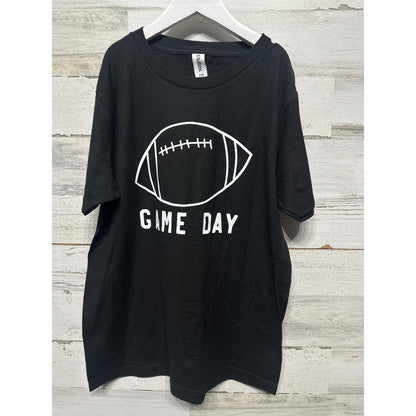 Tultex Football Graphic T-Shirt Boys Youth Large Black Game Day EUC0