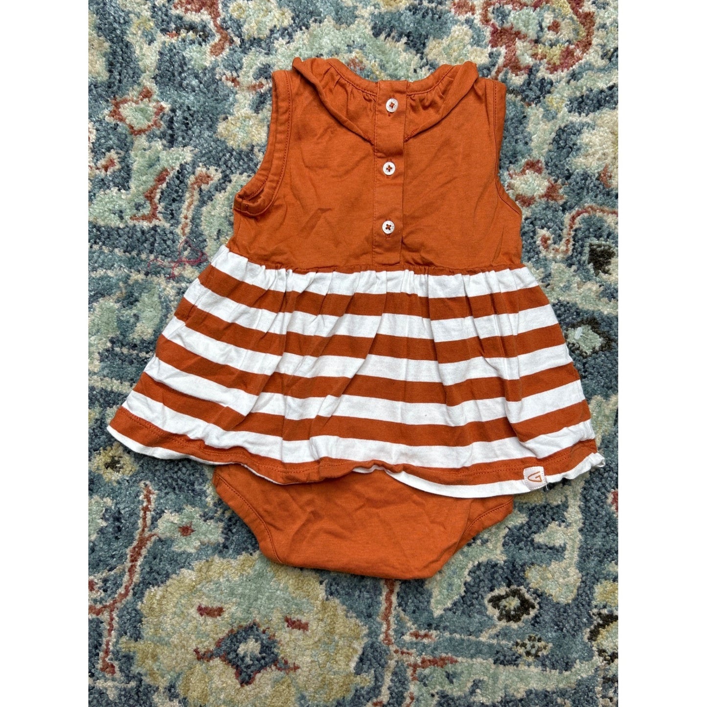 Garb Texas Longhorns Dress Girls 3-6m Months Orange Striped Embroidered EUC3