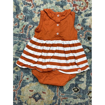 Garb Texas Longhorns Dress Girls 3-6m Months Orange Striped Embroidered EUC3