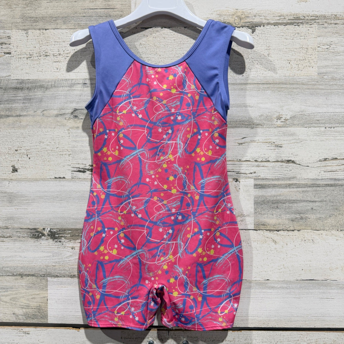Cat & Jack Unitard Girls L 10/12 Pink Purple Abstract Gymnastics Dance EUC0
