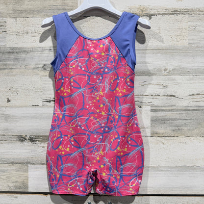 Cat & Jack Unitard Girls L 10/12 Pink Purple Abstract Gymnastics Dance EUC0