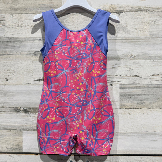 Cat & Jack Unitard Girls L 10/12 Pink Purple Abstract Gymnastics Dance EUC0