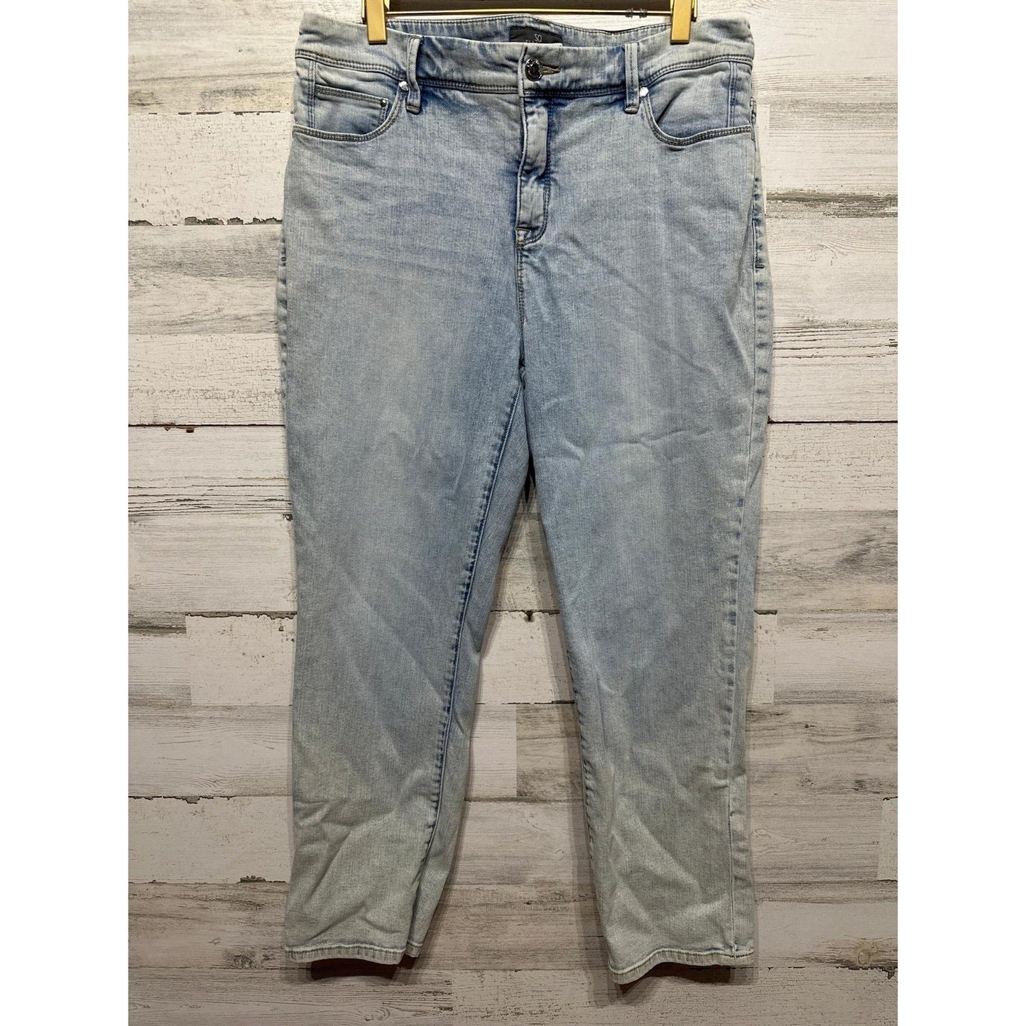 Chico's So Slimming Crop Jeans Women 1.5 Light Wash Blue Stretch Denim EUC0
