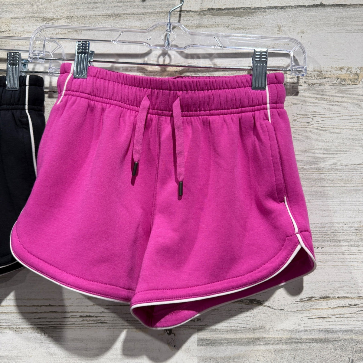 Member's Mark Sandwash Shorts 2-Pack Girls L 10/12 Pink Black Poly Blend EUC1