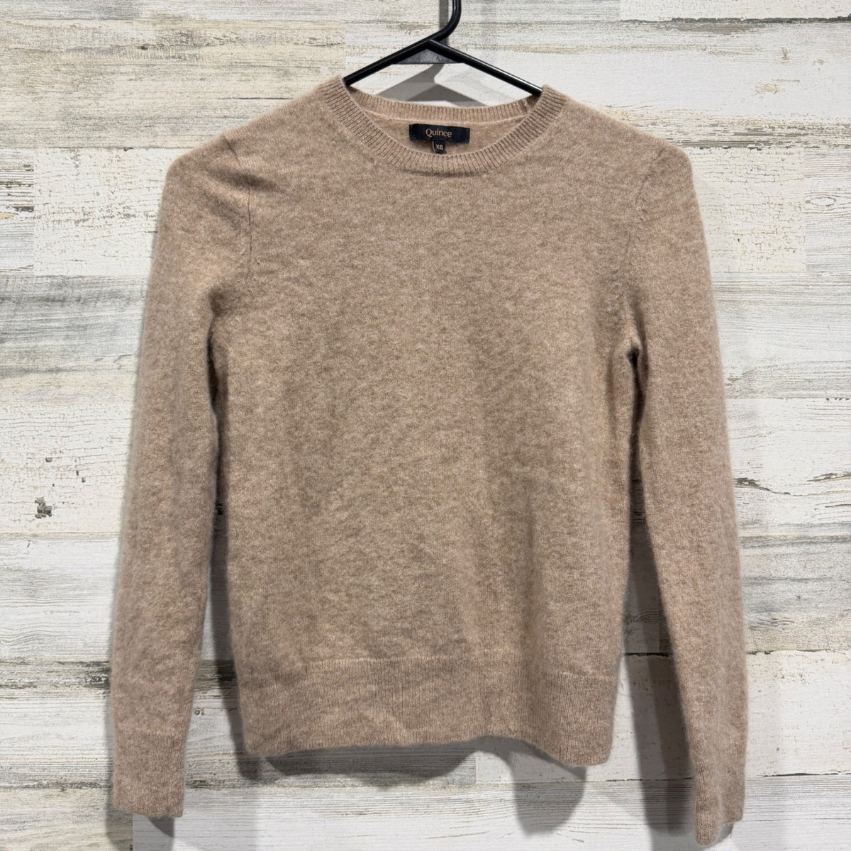 Quince Mongolian Cashmere Crewneck Sweater Women XS Tan 100% Cashmere Flawed*0