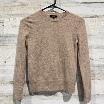 Quince Mongolian Cashmere Crewneck Sweater Women XS Tan 100% Cashmere Flawed*0