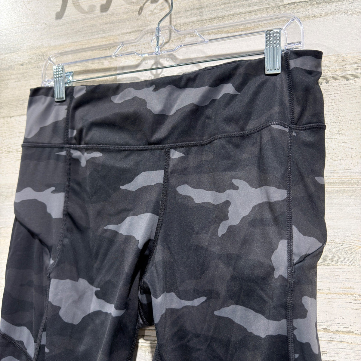 Athleta Camo Active Leggings Womens L Black Grey Camouflage GUC*1