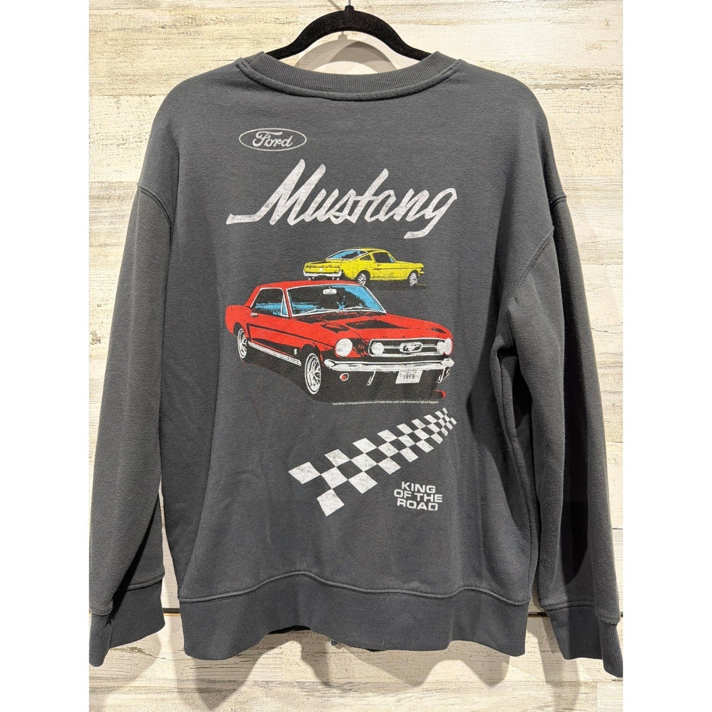 Old Navy Sweatshirt Kids XL 14/16 Gray Ford Mustang Graphic Carcore EUC3