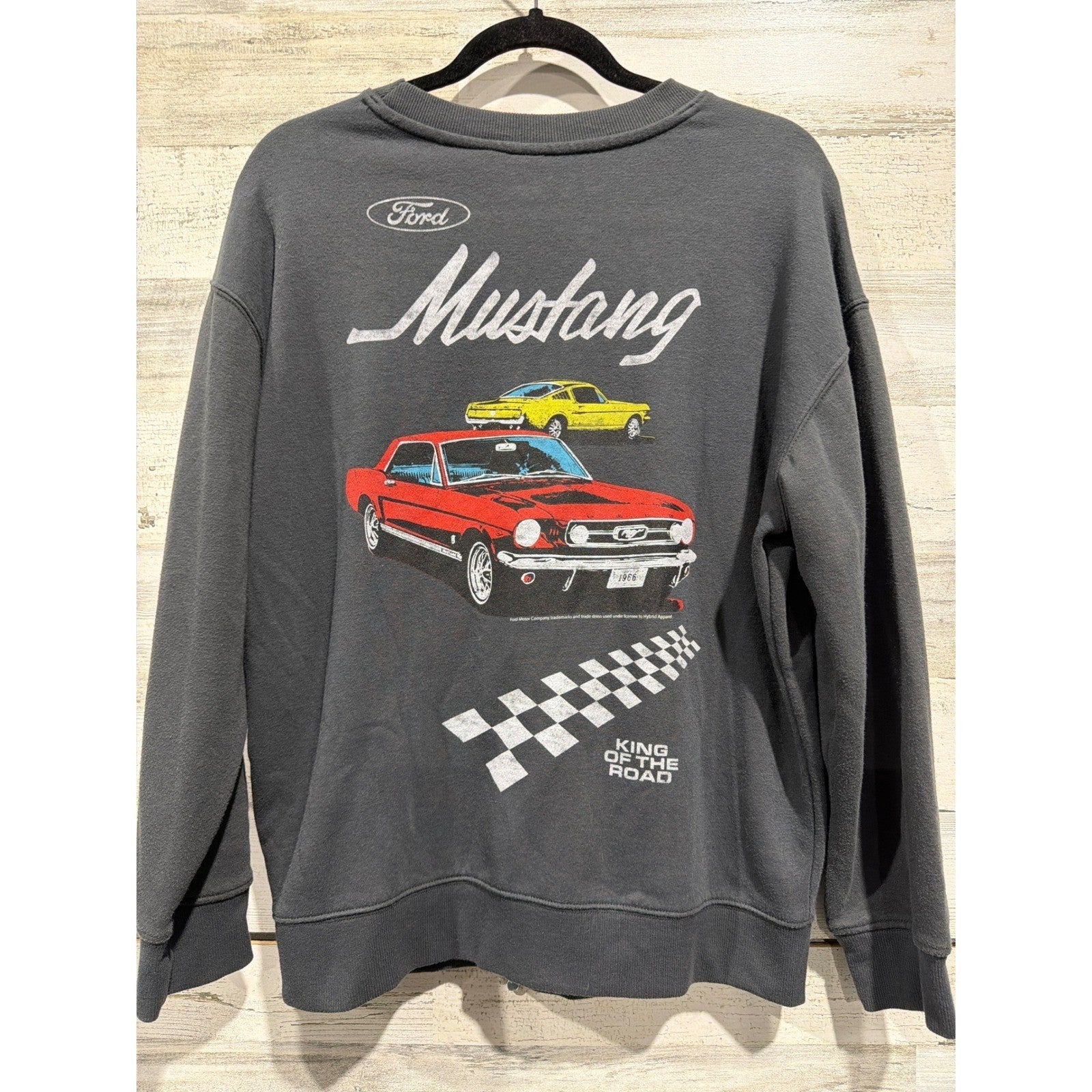 Old Navy Sweatshirt Kids XL 14/16 Gray Ford Mustang Graphic Carcore EUC3