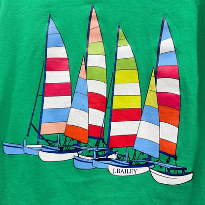 J. Bailey Cat & Jack Shirt Shorts Set Boys Size 6 Green Blue Sailboat *Flawed5