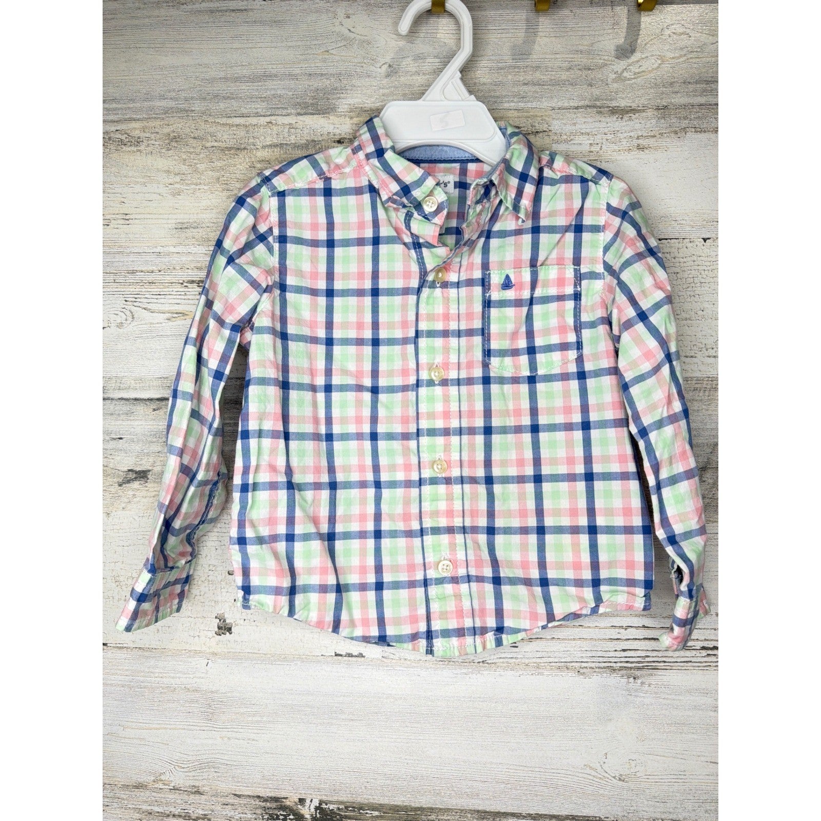 Carter's Bundle Boys 24M Blue Green Plaid Sweater Waffle Set Preppy EUC4