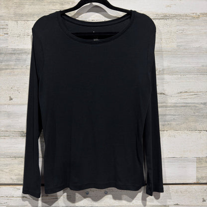 A New Day Long Sleeve Ribbed Tee Women XL Black Cotton Modal Casual Basic EUC0