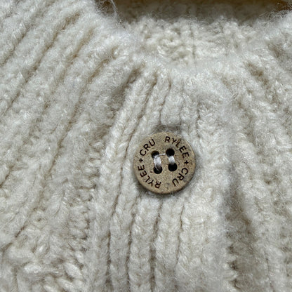 Rylee + Cru Pointelle Knit Cardigan Girls 2-3Y Ivory Wool Blend Boho EUC1