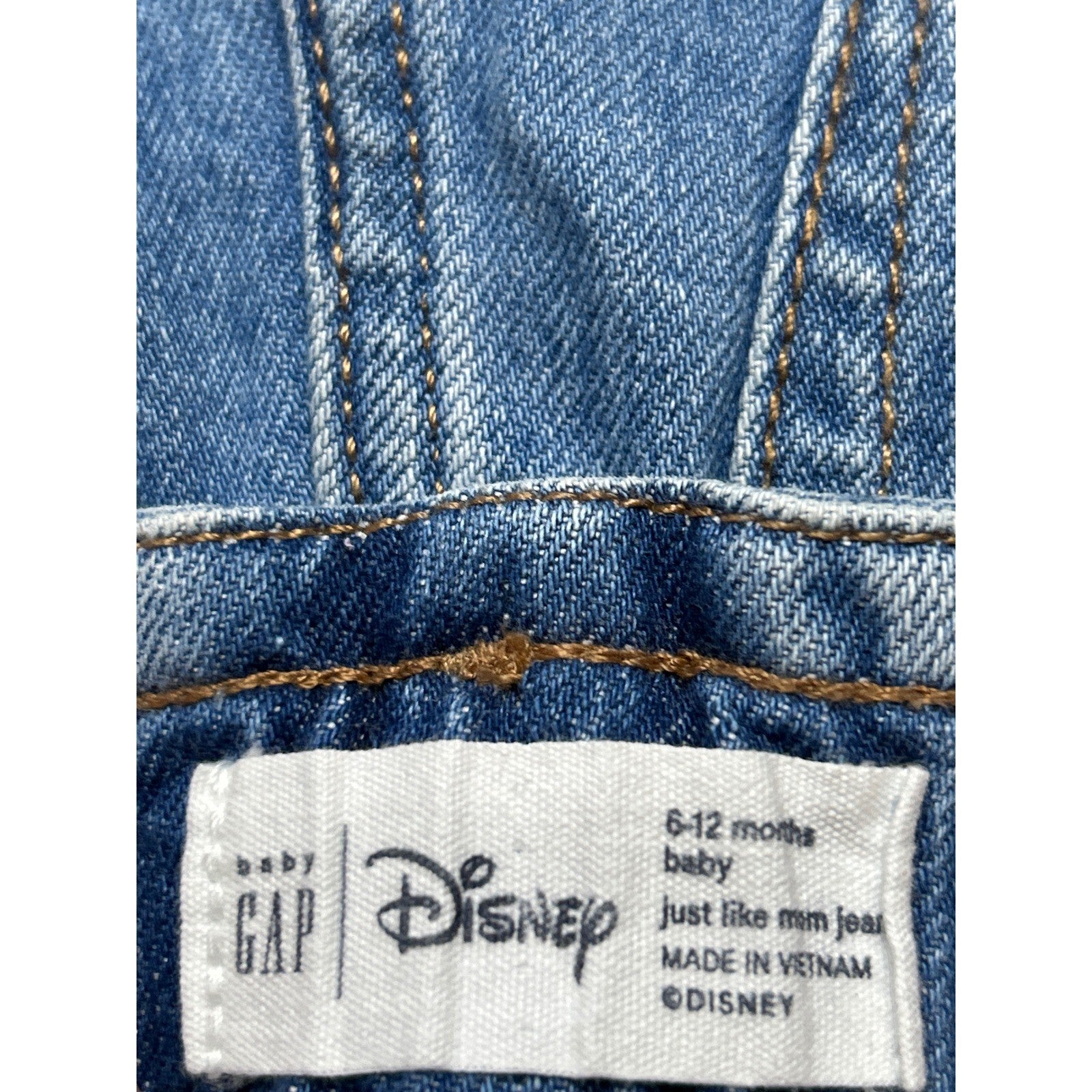 Disney Gap Jeans Girls 6-12M Blue Embroidered Minnie Daisy Paperbag Waist EUC3