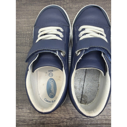 Footmates Sneaker Boys 13 Navy Leather Strap Classic Preppy Flawed*5