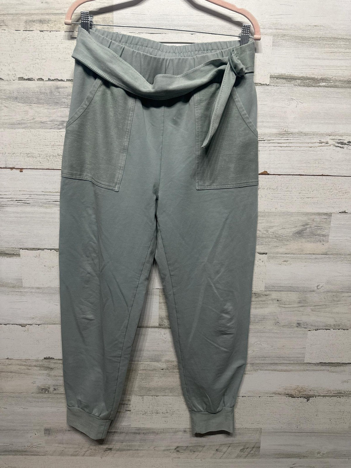 Saturday Sunday Joggers Women Small Sage Green Tie Waist Patch Pocket EUC0