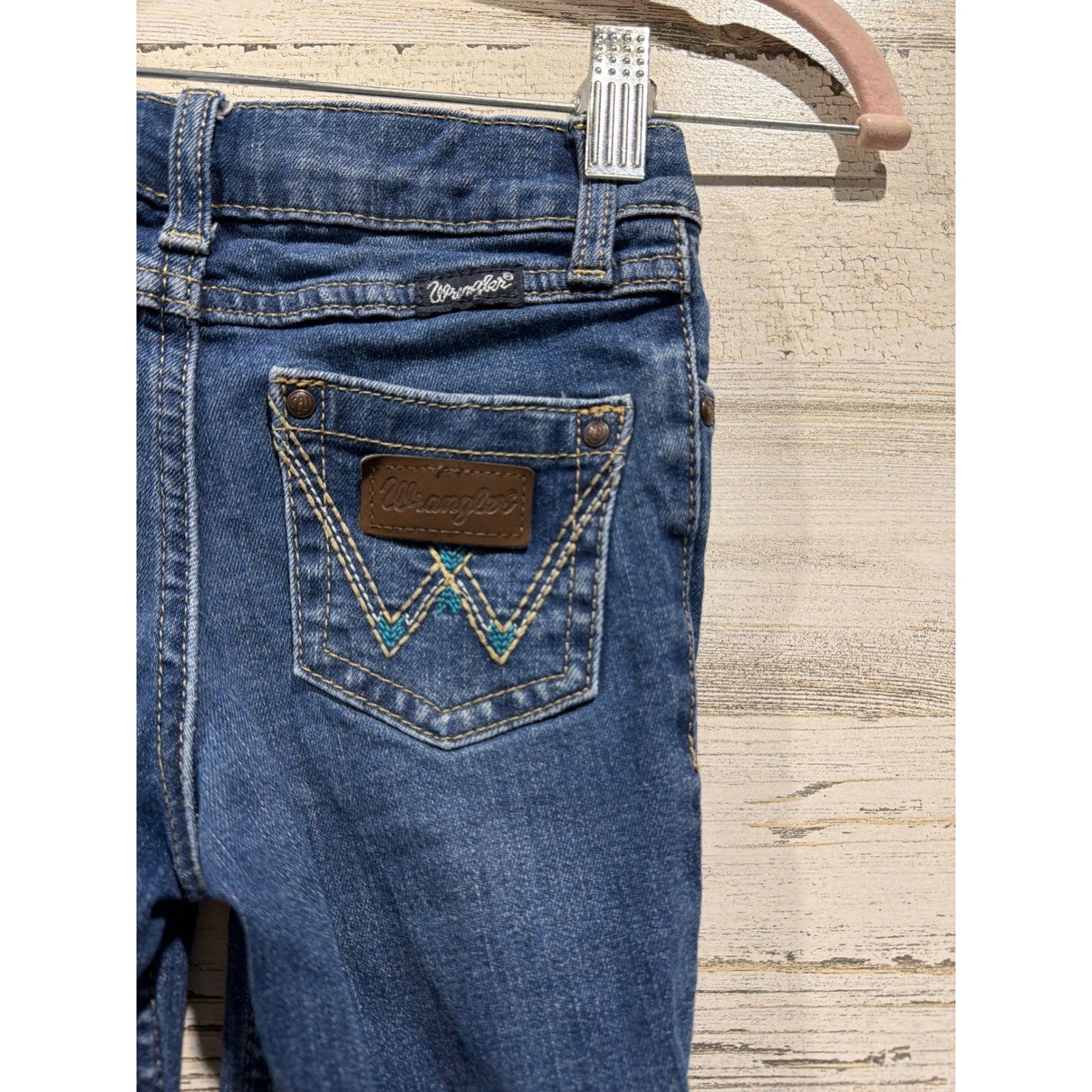 Wrangler Bootcut Jeans Girls Size 5 Blue Adjustable Waist Western Classic EUC2