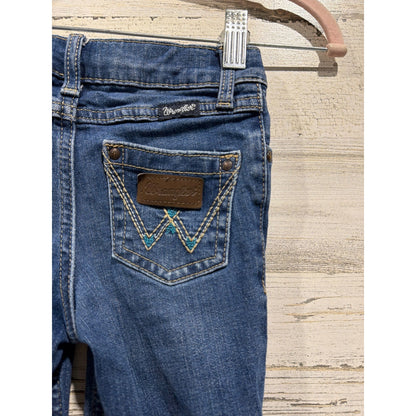 Wrangler Bootcut Jeans Girls Size 5 Blue Adjustable Waist Western Classic EUC2