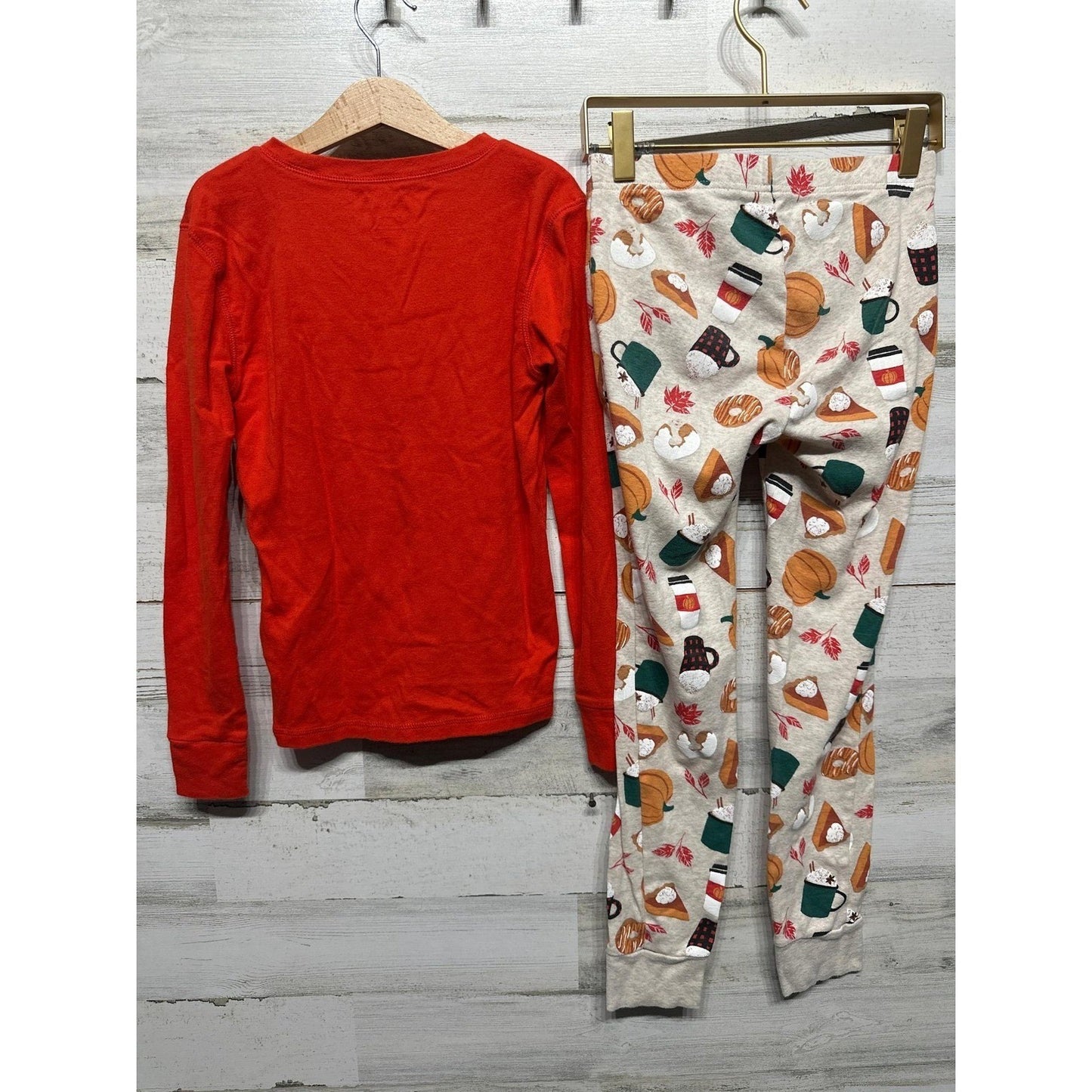 Old Navy Pajama Set Kids 10 Thankful Pumpkin Spice Print Fall Autumn2