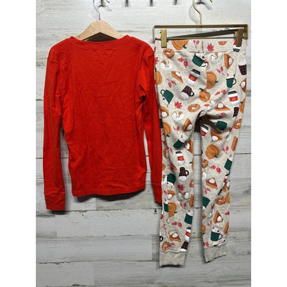 Old Navy Pajama Set Kids 10 Thankful Pumpkin Spice Print Fall Autumn2