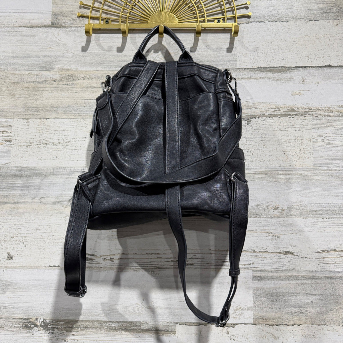 Miztique Convertible Backpack Bag Women Black Vegan Leather Edgy GUC*2