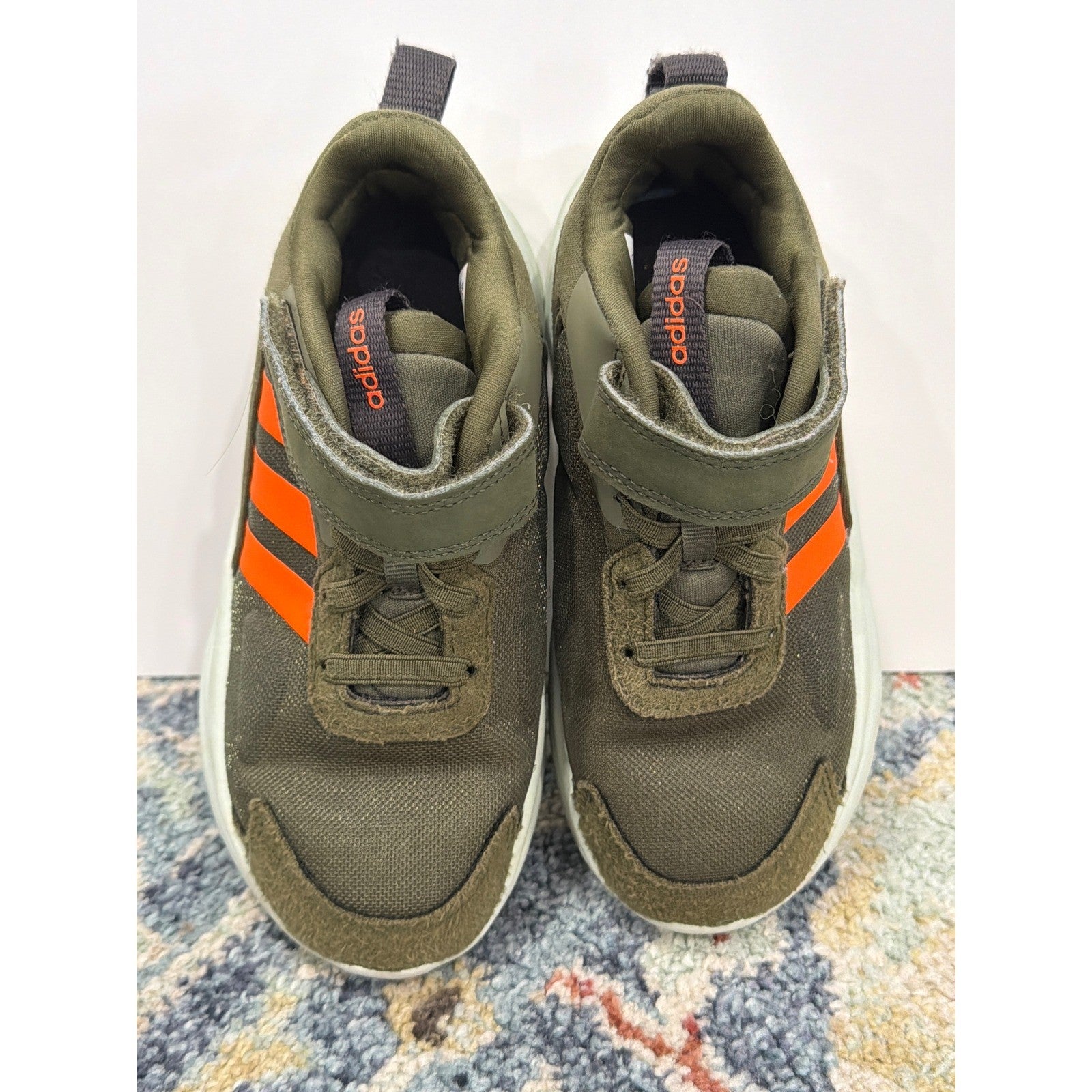 Adidas Tensaur Run 2.0 Sneakers Boys 12K Olive Green Orange Sporty2