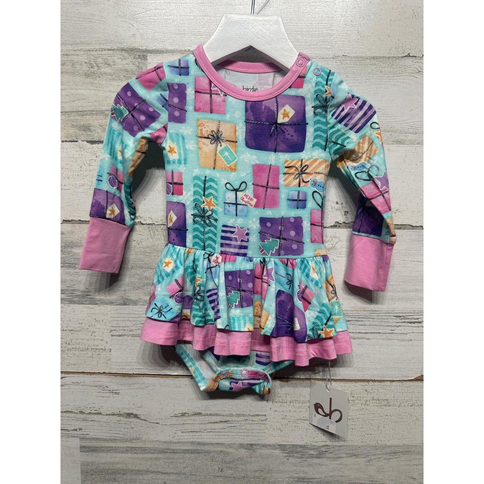 Birdie Bean Ruffle Romper Dress Girls 6-12M Bamboo Christmas Gifts NWT0