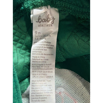 Baby Starters Quilted Overalls Boys 9M Green Red Truck Christmas Holiday EUC3