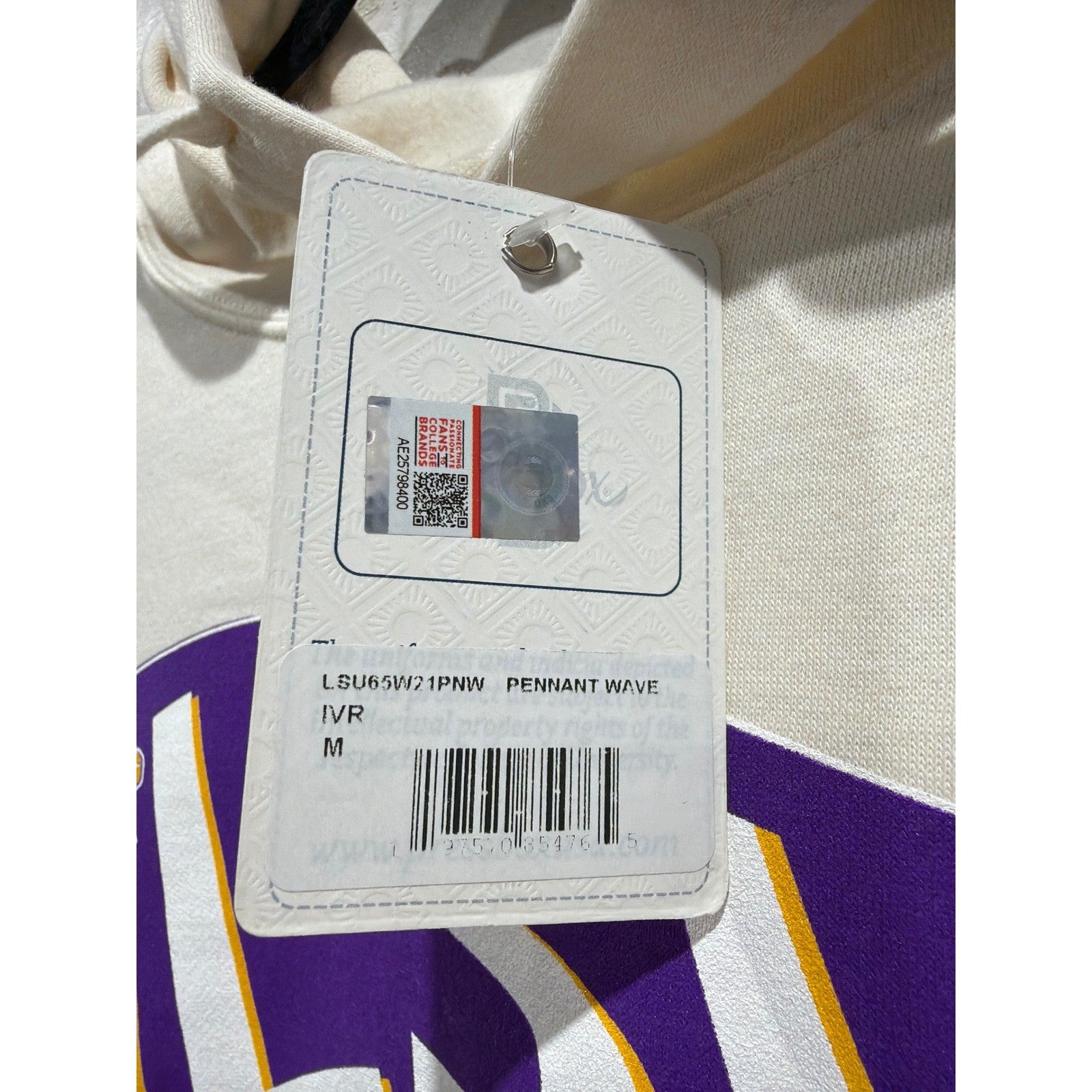 Pressbox LSU Tigers Hoodie Women Medium Cream Pennant Bows High-Low NWT3