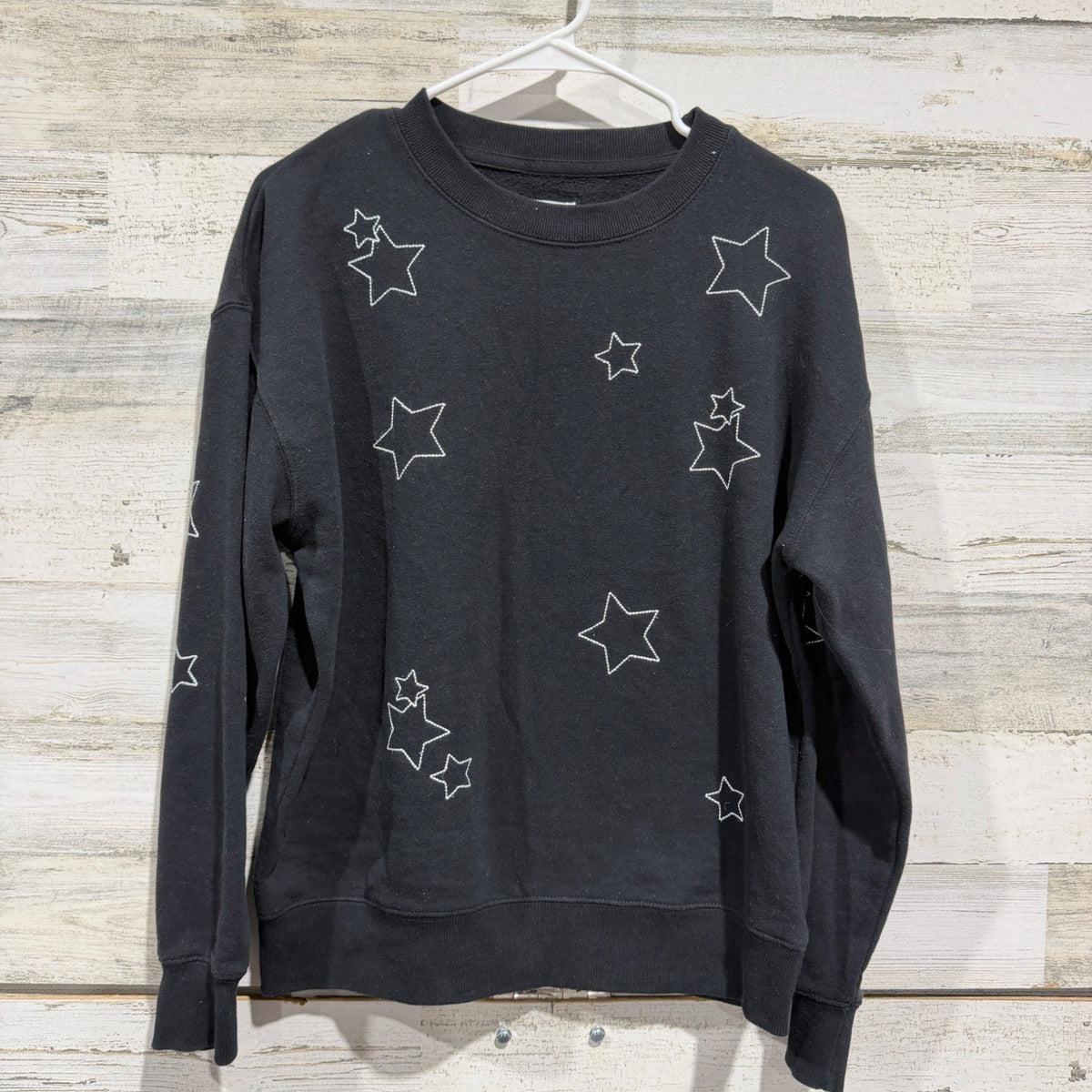 Reflex Star Embroidered Sweatshirt Women Size M Black Cotton Blend Casual EUC0