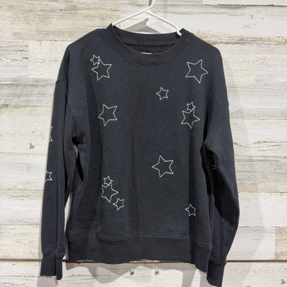 Reflex Star Embroidered Sweatshirt Women Size M Black Cotton Blend Casual EUC0