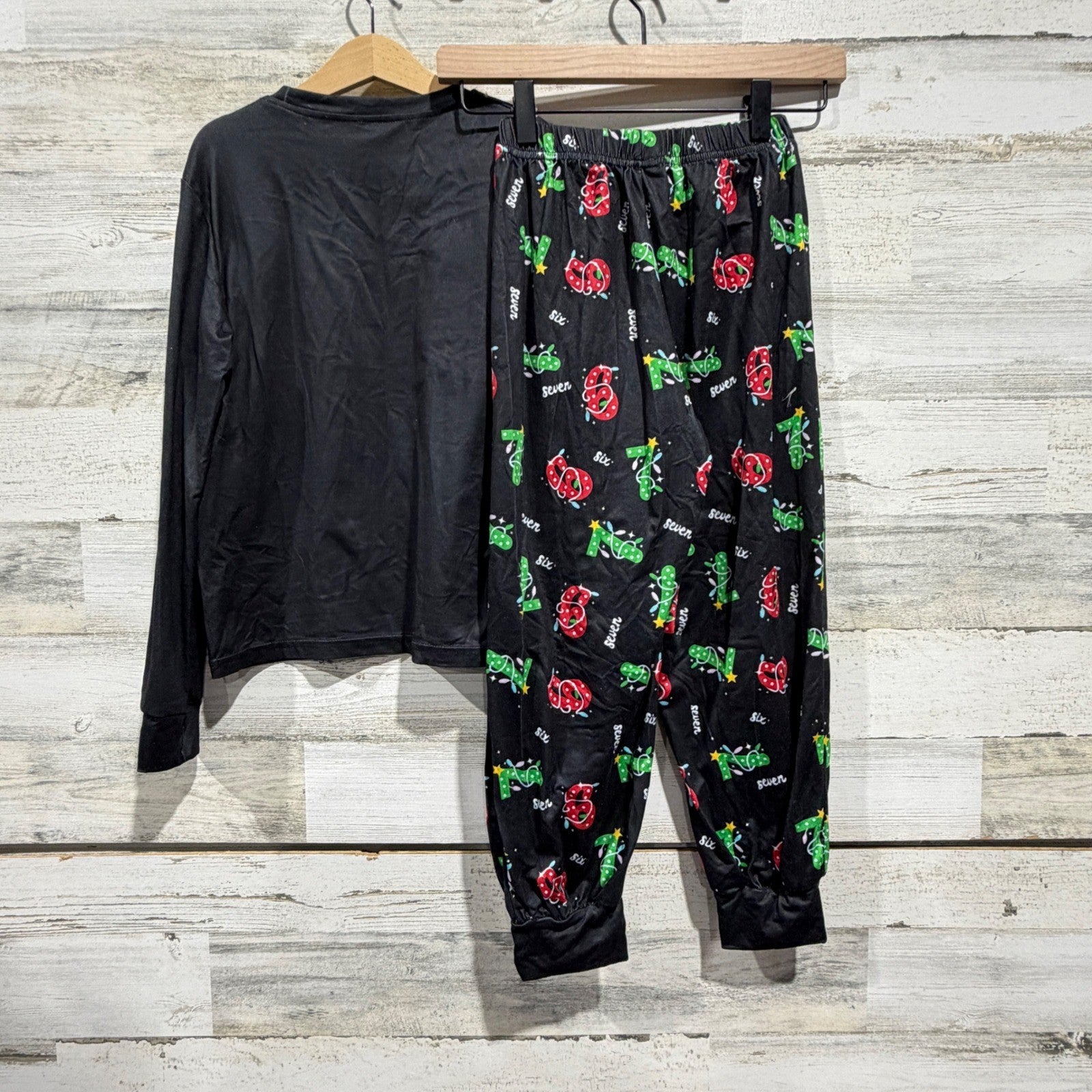 Pajama Set Boys Size 8 Black Christmas Holiday 6 7 Trendy Graphic3