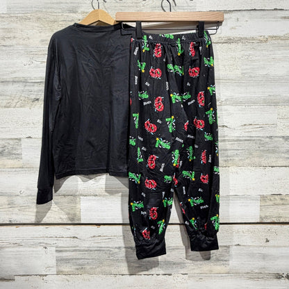 Pajama Set Boys Size 8 Black Christmas Holiday 6 7 Trendy Graphic3