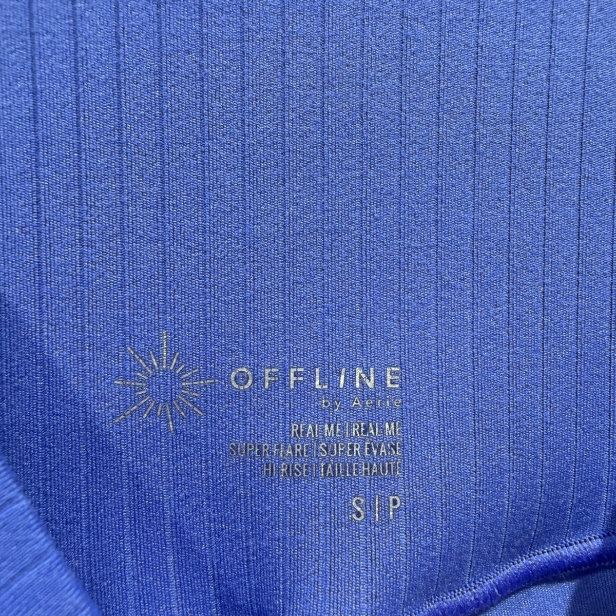 OFFLINE By Aerie Real Me Super Flare Leggings Women S Blue Ribbed Y2K EUC2