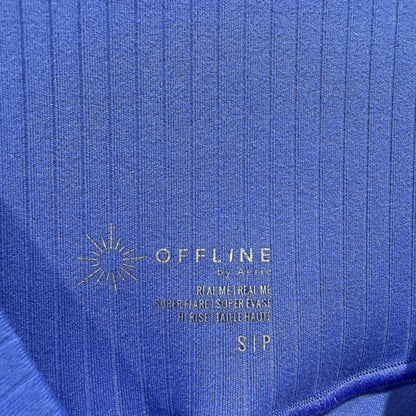 OFFLINE By Aerie Real Me Super Flare Leggings Women S Blue Ribbed Y2K EUC2