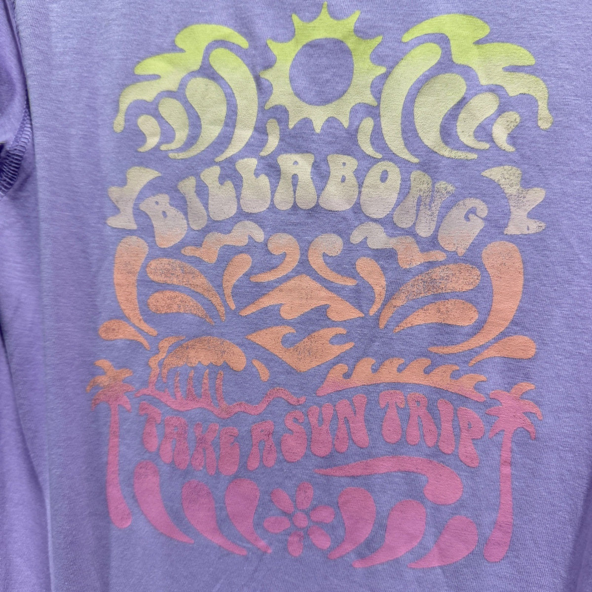 Billabong Graphic Tee Kids Small Lilac Take A Sun Trip Surf Boho NWT4