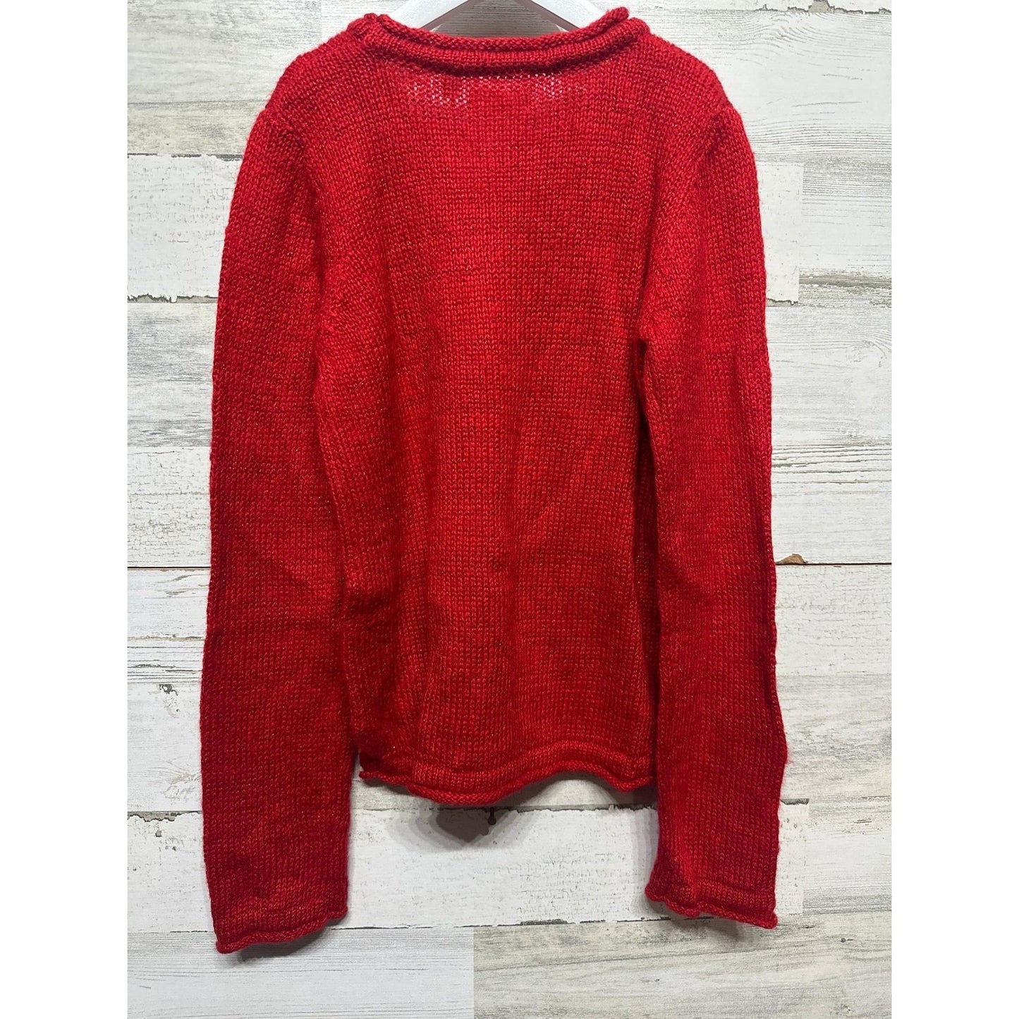Kidpik Bow Sweater Girls 12 Red Knit Long Sleeve NWT2