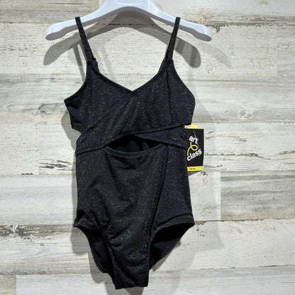 Art Class Swimsuit Girls 6/7 Black Gold Metallic Cutout Shimmer NWT0