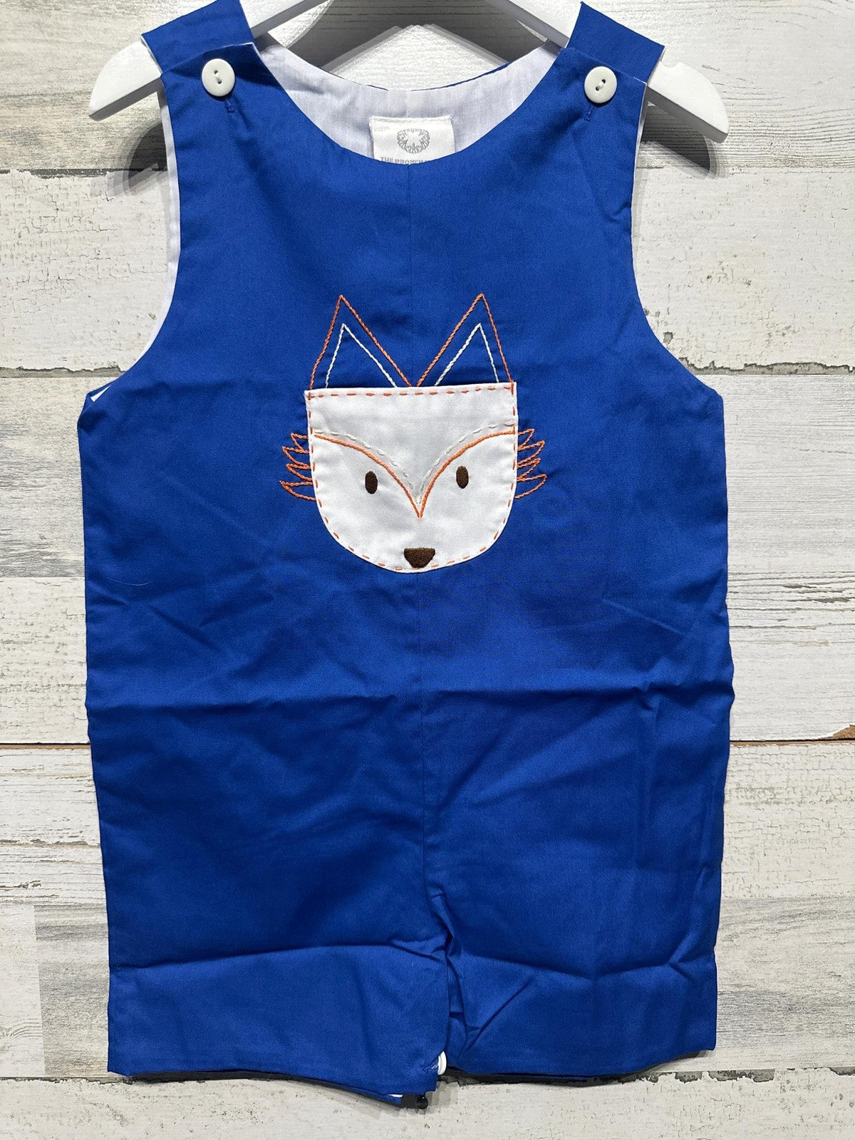 The Proper Peony Jon Jon Boys 3T Blue Fox Embroidered Romper NWT1