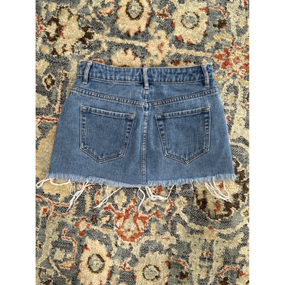 PACSUN Denim Mini Skirt Women 23 Blue Lace Up Raw Hem EUC2