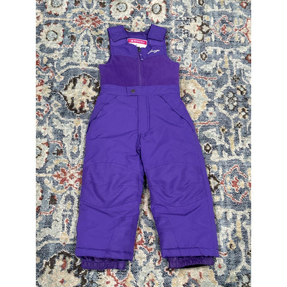 Snozu Snow Bib Overalls Girls 4T Purple Fleece Lined Winter Ski Pants0