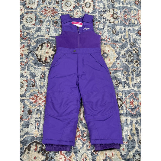 Snozu Snow Bib Overalls Girls 4T Purple Fleece Lined Winter Ski Pants0
