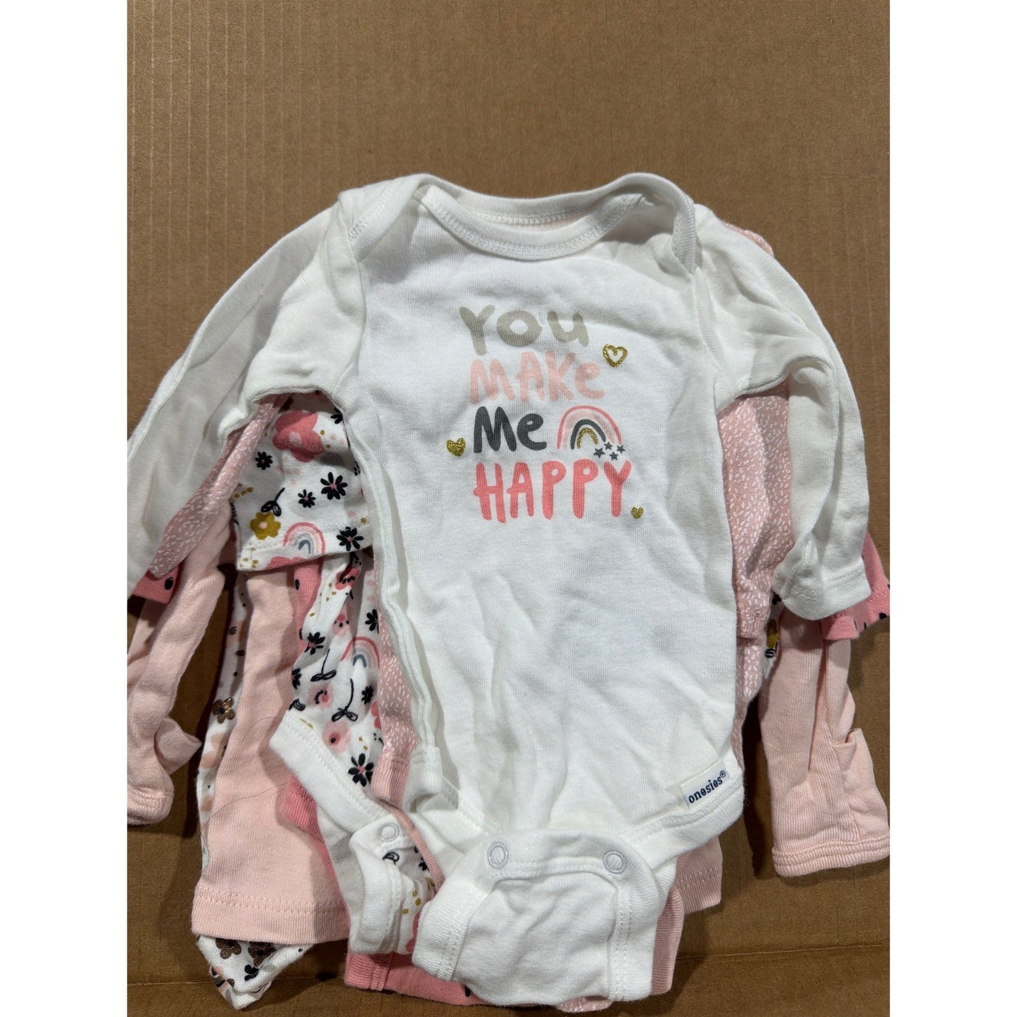 Gerber Onesies Leggings Bundle Girls NB Pink Floral Rainbow Babycore EUC6