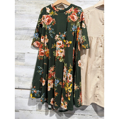 Wheat Pomelo Dress Bundle Girls Size 8 Tan Green Floral Striped Boho EUC3