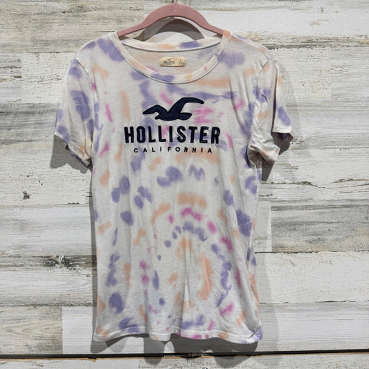 Hollister Graphic Tee Women S Purple Orange Tie Dye Cotton Blend Flawed*0